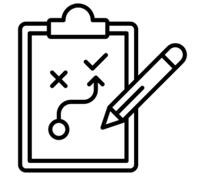An icon showing a clipboard and pencil, on the clipboard is a meandering path
